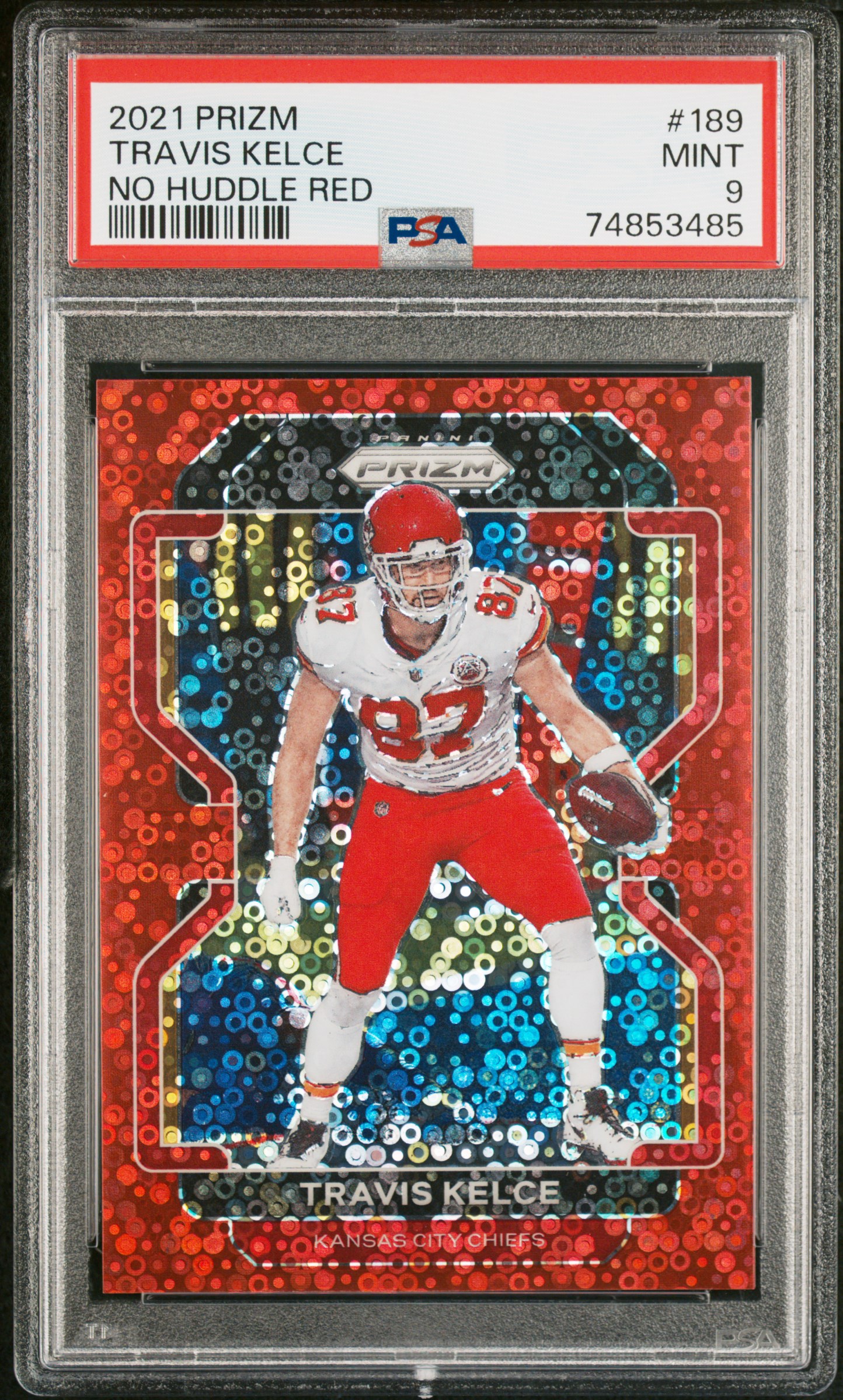 Travis Kelce 2021 Panini Prizm No Huddle Red Card #189 Graded PSA 9 47/50